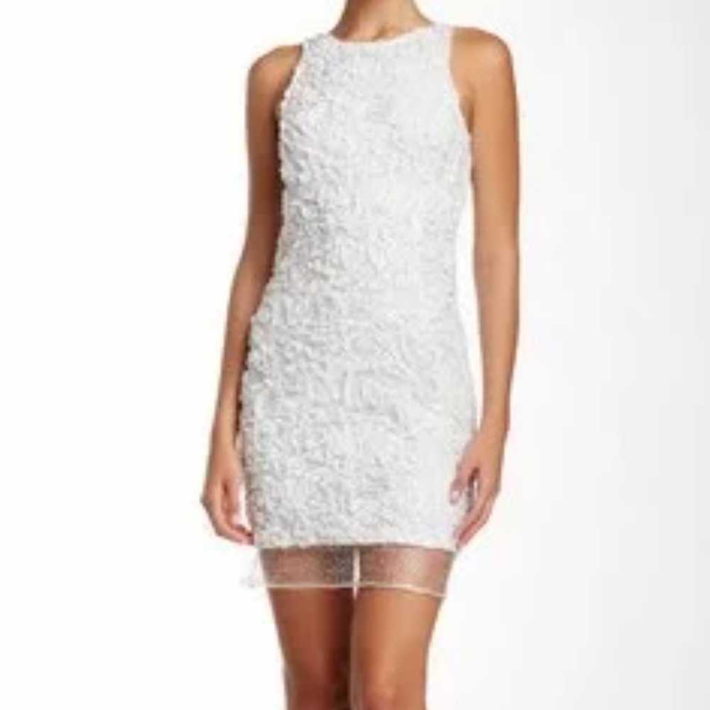 Julia Jordan Novelty Soutache white and silv dress